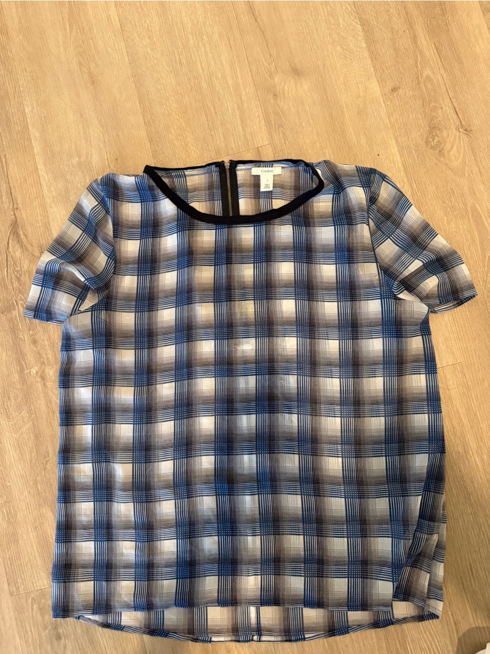 Ocasion Blue and Gray Plaid Short-Sleeve Shirt